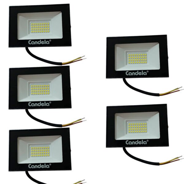 Set X 5 Reflector Proyector Luz Fria Led 50w Int Exterior