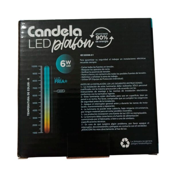 Set X 5 Plafon Led Backlight Cuadrado Base 6w Luz Fría Cande