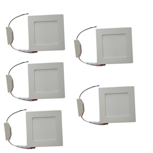 Set X 5 Plafon Led Backlight Cuadrado Base 6w Luz Fría Cande