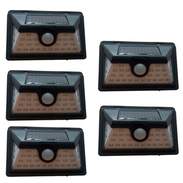 Pack 5 Reflector Solar 5w Luz Fria Led Sensor Movimiento Ext