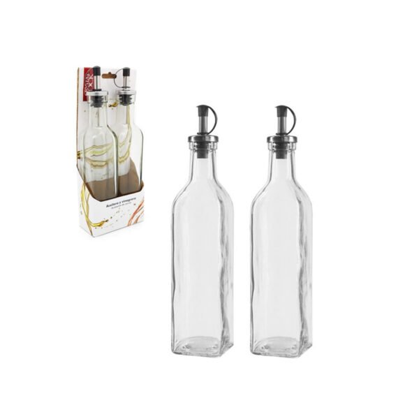 Kit Aceitera Y Vinagrera Botella Vidrio C/ Pico 350ml 24,5cm