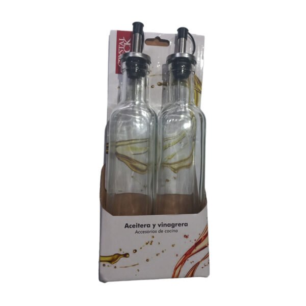 Kit Aceitera Y Vinagrera Botella Vidrio C/ Pico 350ml 24,5cm