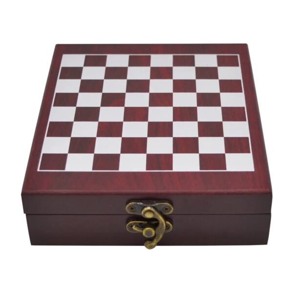 Set De Vino Con Juego Ajedrez Caja Madera Sacacorchos
