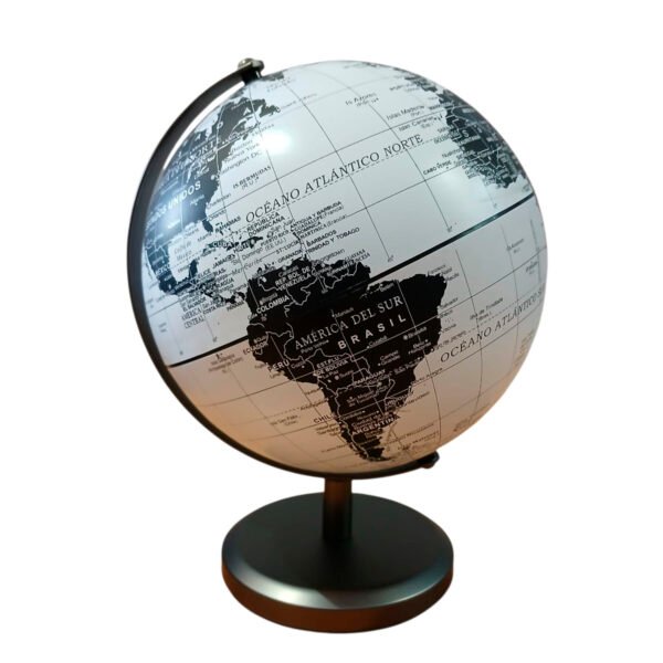 globo 142m 1 Globo Terraqueo 14 cm Base Metalica Mapa Blanco Negro