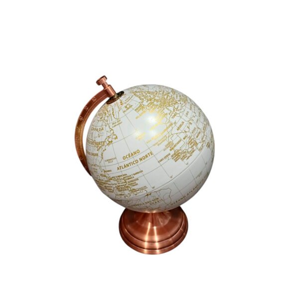 globo gold 4 Globo Terraqueo 20 cm Base Metalica Mapa Dorado Blanco