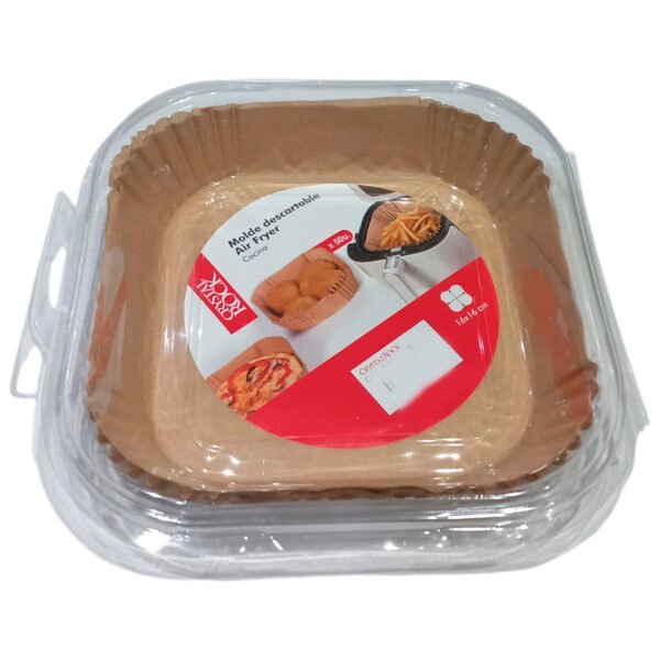 Molde Papel Bandeja Cuadrada Freidora Aire 16 x 16cm Pack X 50