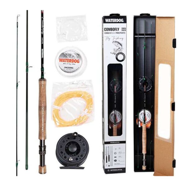 combo fly COMBOFLY39078 3 Kit Pesca Fly Caña 2,70 Reel Y Accesorios Linea 7-8 Waterdog