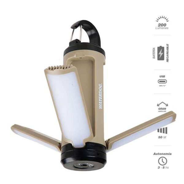 Farol Linterna Luz Led Camping Emergencia Waterdog Recargable Usb