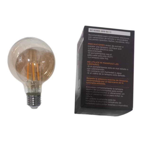 lampara 6808 5 Pack 5 Lamparas Led Globo Filamento 6w (50w) Luz Calida Foco