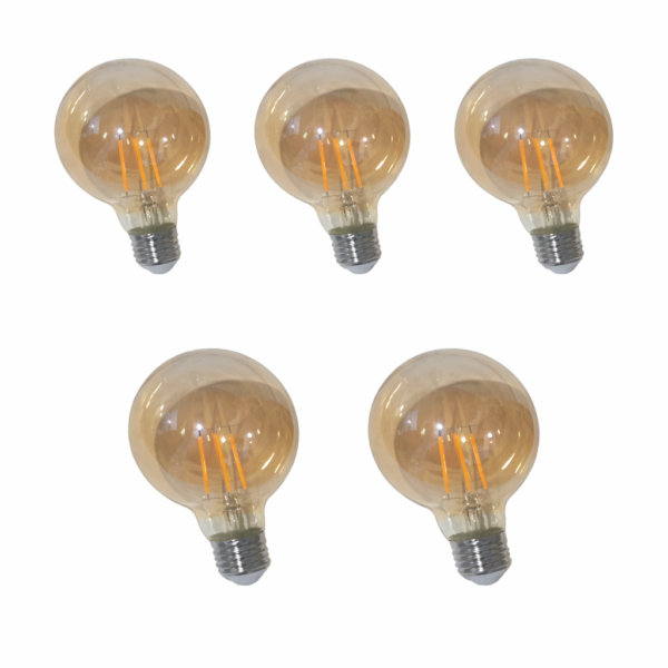 lampara 6808 x 5 1 Pack 5 Lamparas Led Globo Filamento 6w (50w) Luz Calida Foco