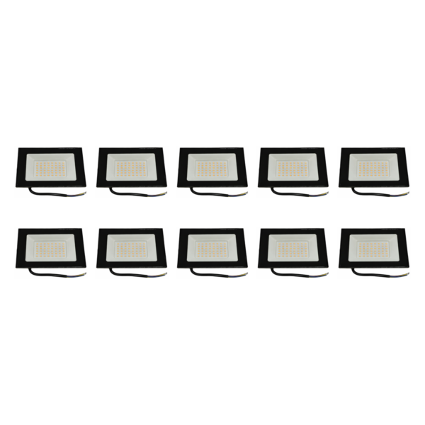 Pack 10 Reflectores Proyector Led 50w Luz Calida Int / Ext