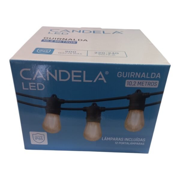 Guirnalda Luces Focos 12 Lamparas Led 10,2 Mts Exterior