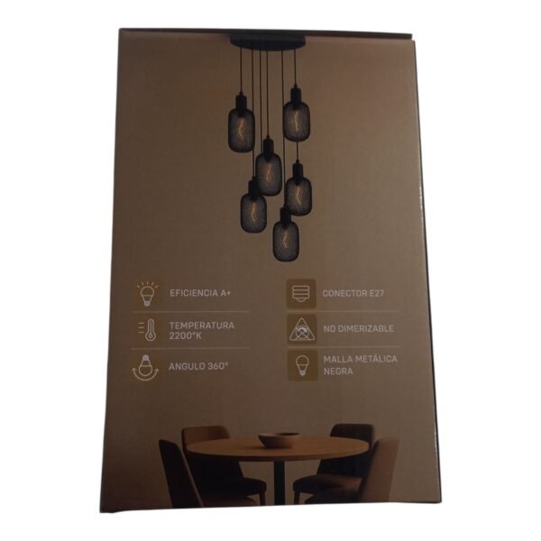 LAMPARA 7922 4 Lampara Led Filamento Decorativa Luz Calida Ambar 4w Cubo Mesh
