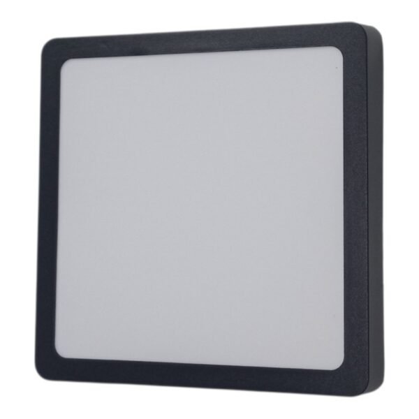 Plafon Led Cuadrado Base Negro Slim 18w Luz Calida Candela