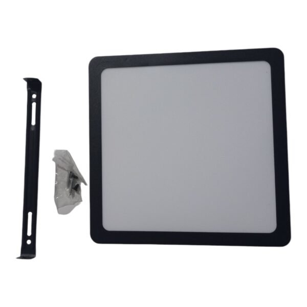 Plafon Led Cuadrado Base Negro Slim 18w Luz Calida Candela