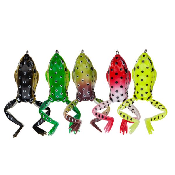 Set De 5 Señuelos Rana Con Patas Anti Enganche Con Estuche Waterdog