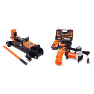 Combo Criquet Hidraulico Auto 2tn Gato + Compresor De Aire Mini Portátil Batería Daewoo 12v Manguera