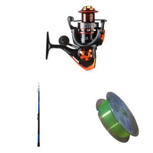 Combo Caña Telescopica 3,90 Mts + Reel Pesca Pejerrey Spinning Y Tanza