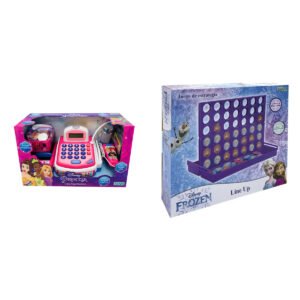 Combo Juguete: Caja Registradora Princesas + Juego de Mesa 4 en linea Frozen Up