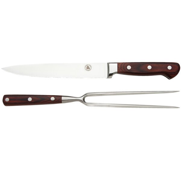 Set Asador Acero Inox Cuchillo Trinche Madera Stolberg