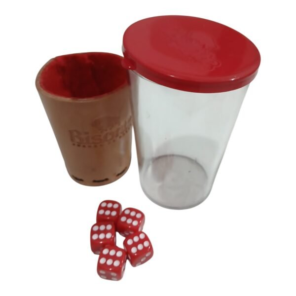 Generala Juego Mesa 5 Dados Cubilete Cuero Cosido A Mano Bisonte