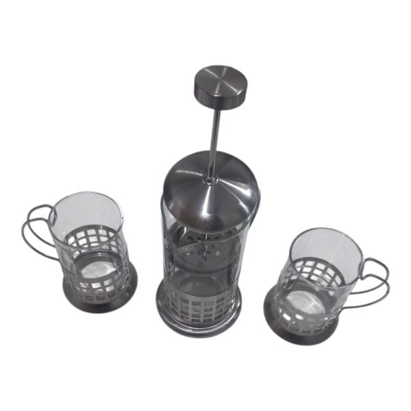 set cafetera 57911334 3 Set De Cafe Cafetera Con Embolo + 2 Pocillos Acero Inox Vidrio