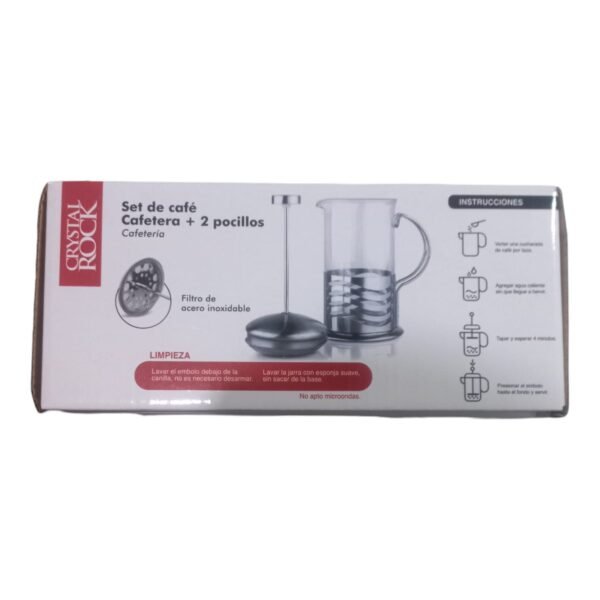 set cafetera 57911334 4 Set De Cafe Cafetera Con Embolo + 2 Pocillos Acero Inox Vidrio