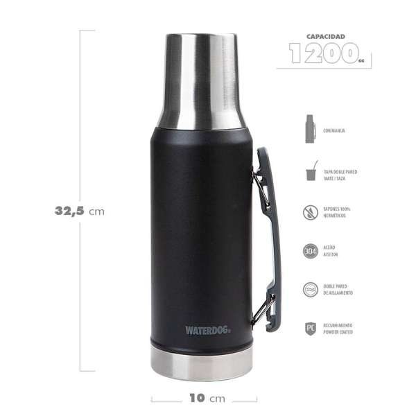termo ronda 1200 bk 3 Termo 1,2 Litros Waterdog Ronda Acero Inox Manija Pico