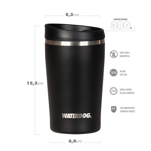 Vaso Termico Acero Inox Waterdog American 380ml Tapa Hermetica