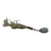 Señuelo cuchara Waterdog Aero Minnow A4MSY - vista en ángulo Señuelo cuchara Waterdog A4MSY visto en ángulo, con sus 2 anzuelos y la cuchara metálica