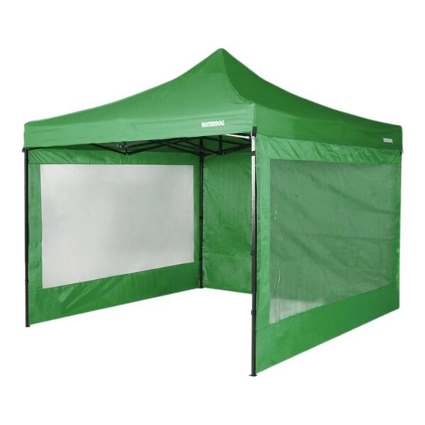 Gazebo plegable Waterdog 3 x 3 m armado con paredes laterales y ventana