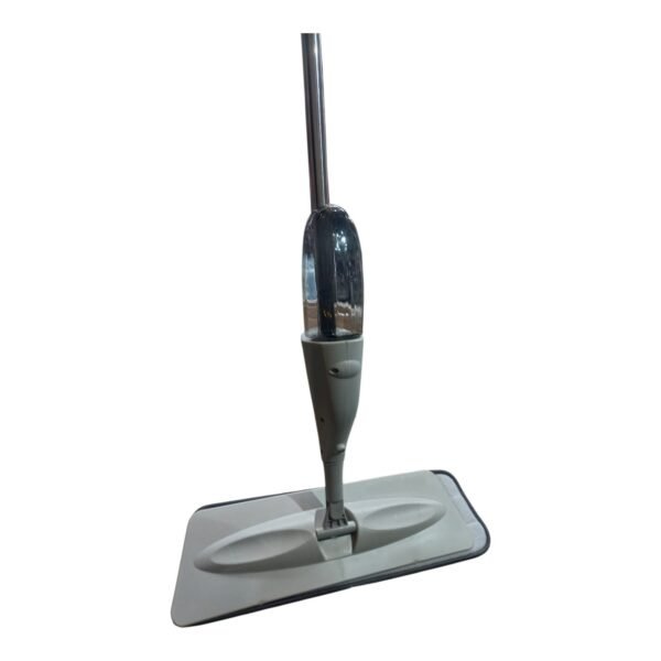 Limpiador de pisos spray mopa gris vista lateral Vista lateral del limpiador de pisos con spray rociador gris