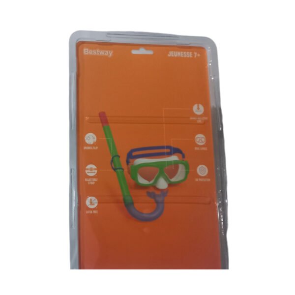 Dorso del envase del kit de snorkel Bestway 24035 verde