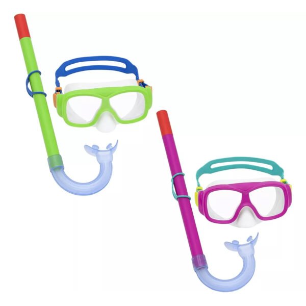 Máscaras y tubos de snorkel Bestway 24035 en verde y fucsia