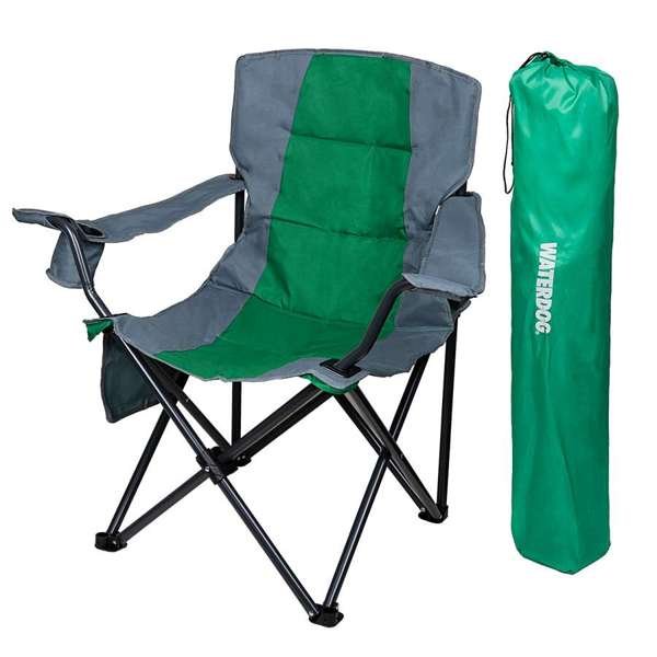 Sillón director plegable Waterdog CHA75052 verde Sillón Waterdog CHA75052 verde junto a su bolso